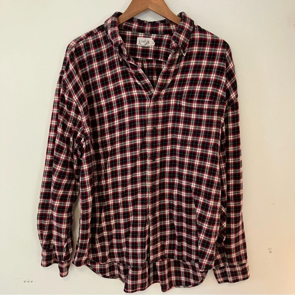 VTG J Crew Oarsman Mens XL Red Plaid Flannel Button Up Long Sleeve Y2K Preppy
